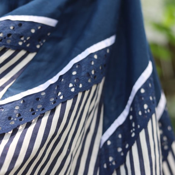 Vintage Navy and White Skater Skirt - Picture 2 of 6